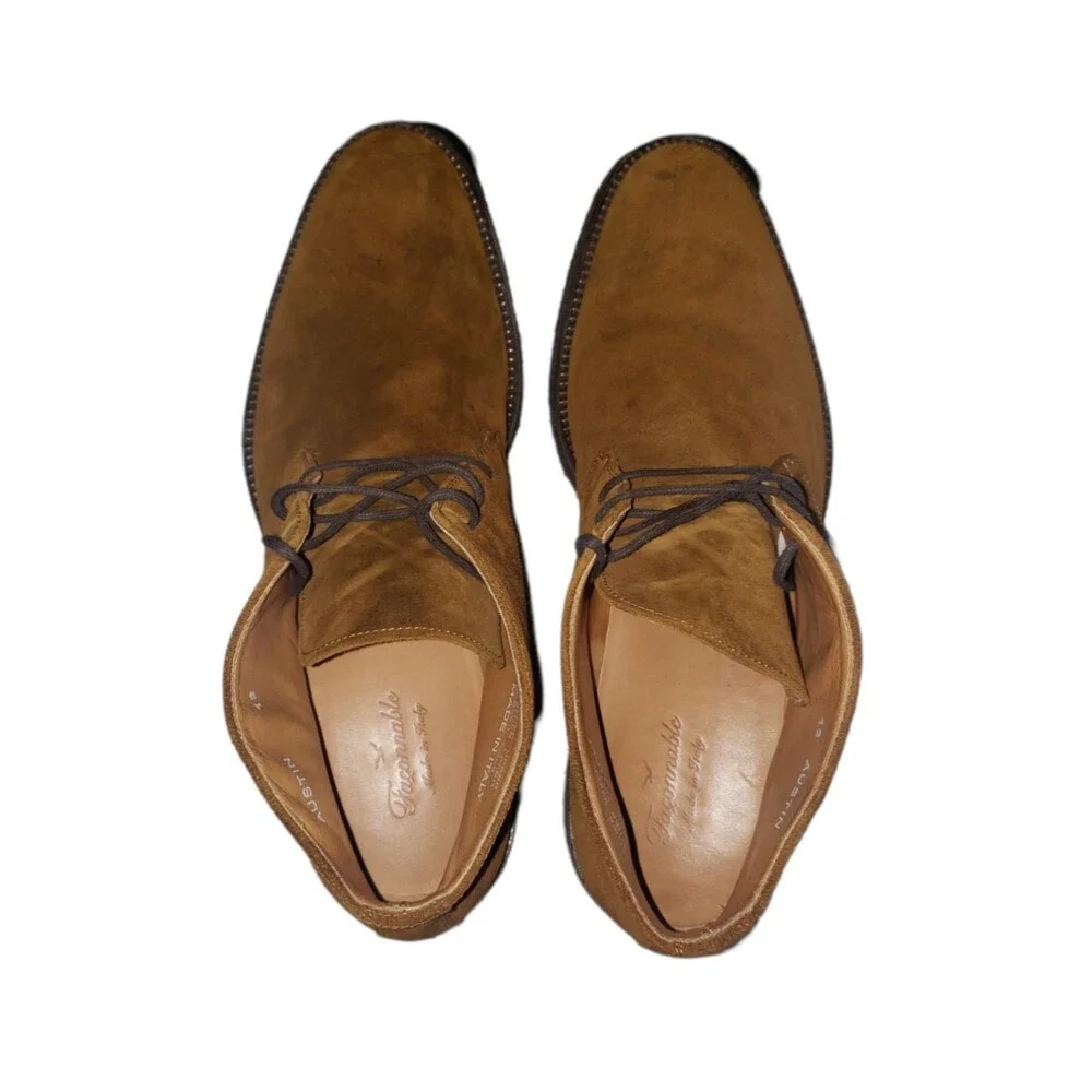 FACONNABLE Ankle Boots Chukka Boots Brown Suede ITALY Leather Men's Size 12